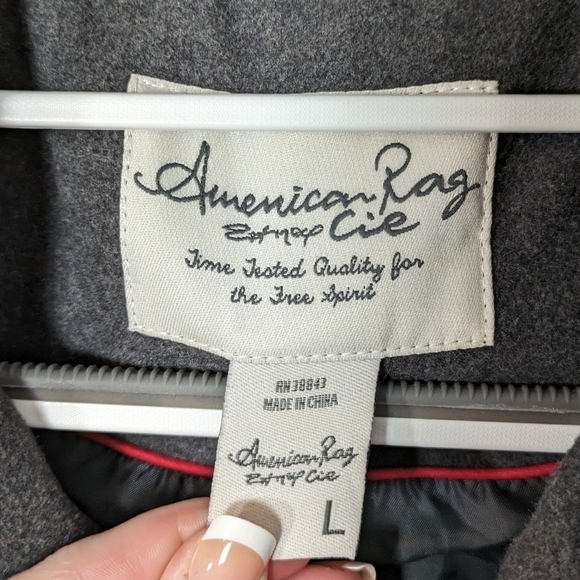 Preppy American Rag Double Breasted Grey Pea Coat Women's Size Large *FLAW* - Picture 3 of 10